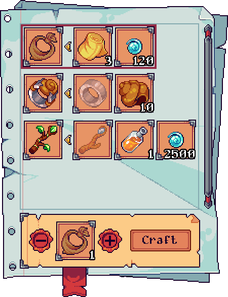 Crafting panel