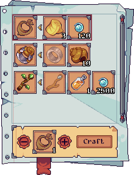Crafting panel